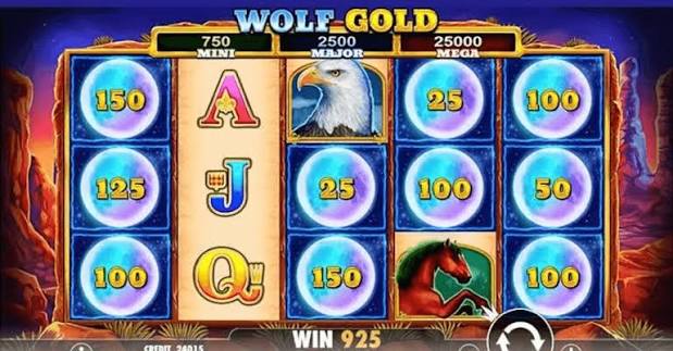 Wolf Gold Money Respin bonus with golden coins and jackpot display